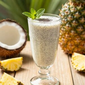 Lassi with sabja seeds